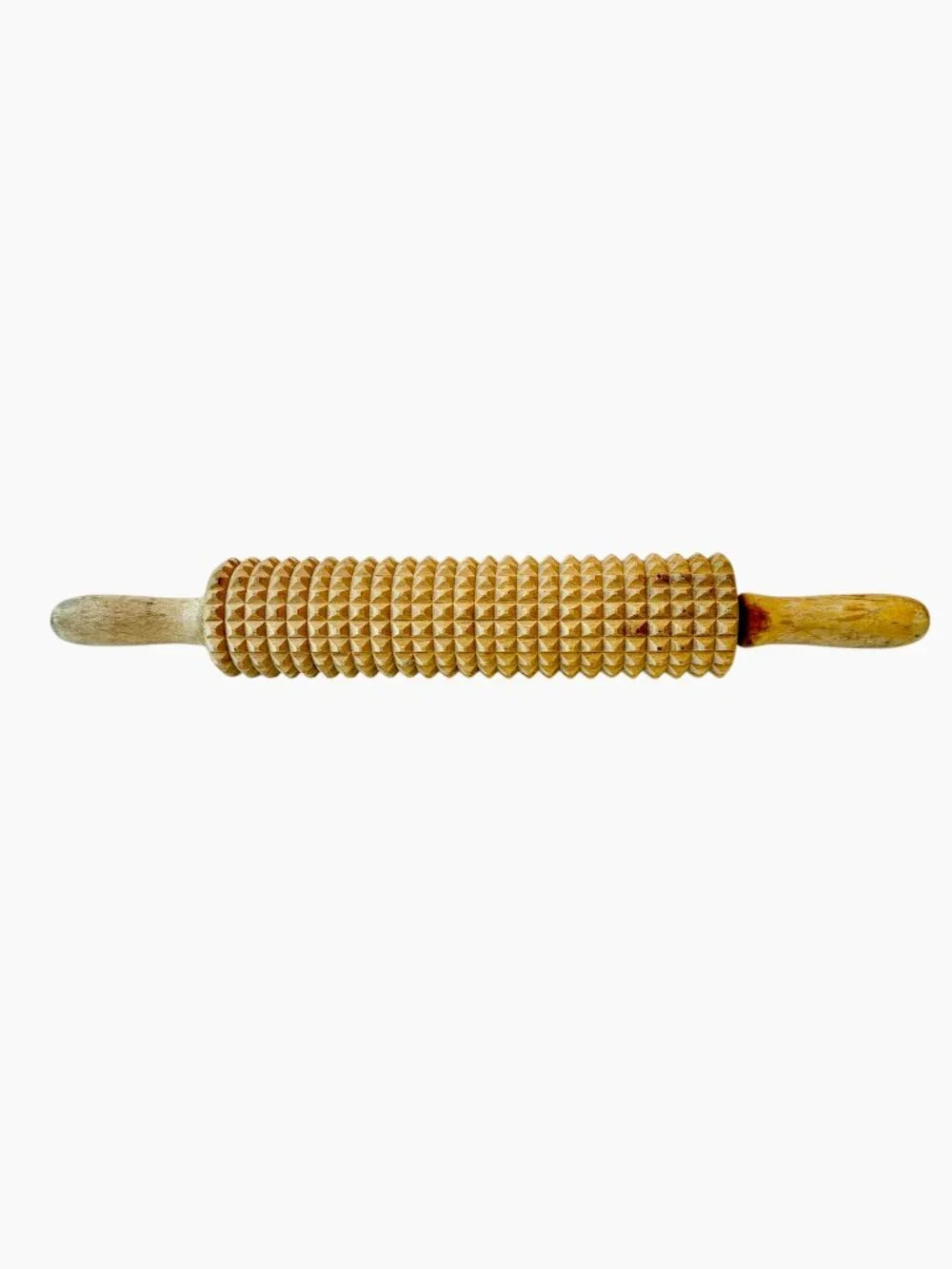Rolling Pin Vtg Wood Sweden Notched Cutter Grooved Grid Crackers Lefse or Pasta